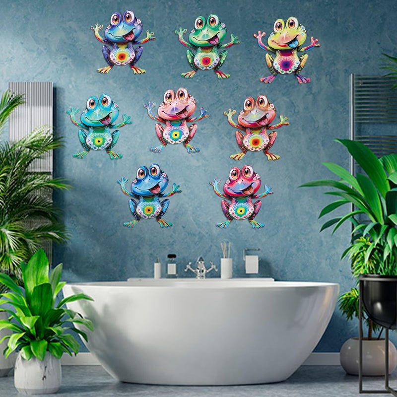 Junware Metal Frog Wall Decor, 8Pcs Frogs Wall Art Sculptures Hanging Sculpture Decoration, Outdoor Fence Arts for Home Garden, Fence, Patio, Yard, Bedroom Outside Gifts for Adults - Image 5